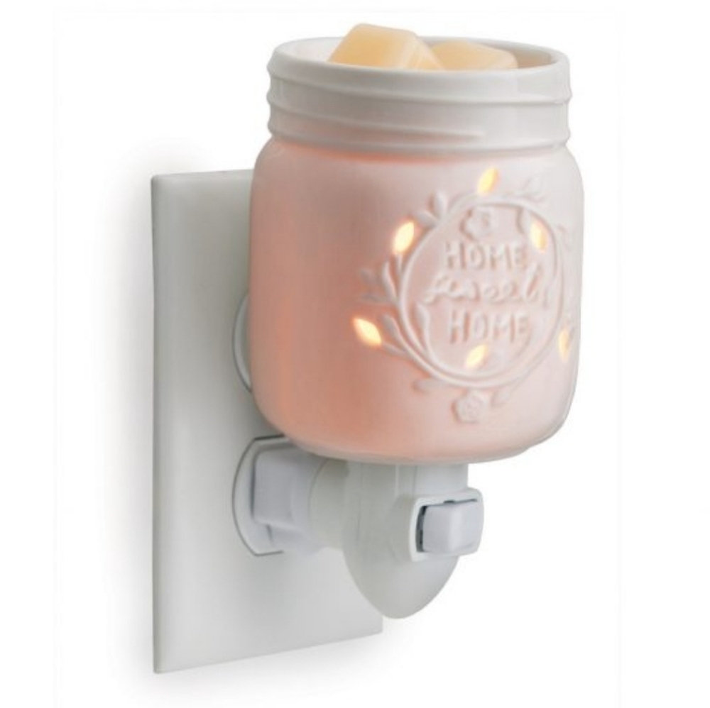 Mason Jar Pluggable Fragrance Warmer Ceramic Farmhouse Style "Home Sweet Home"